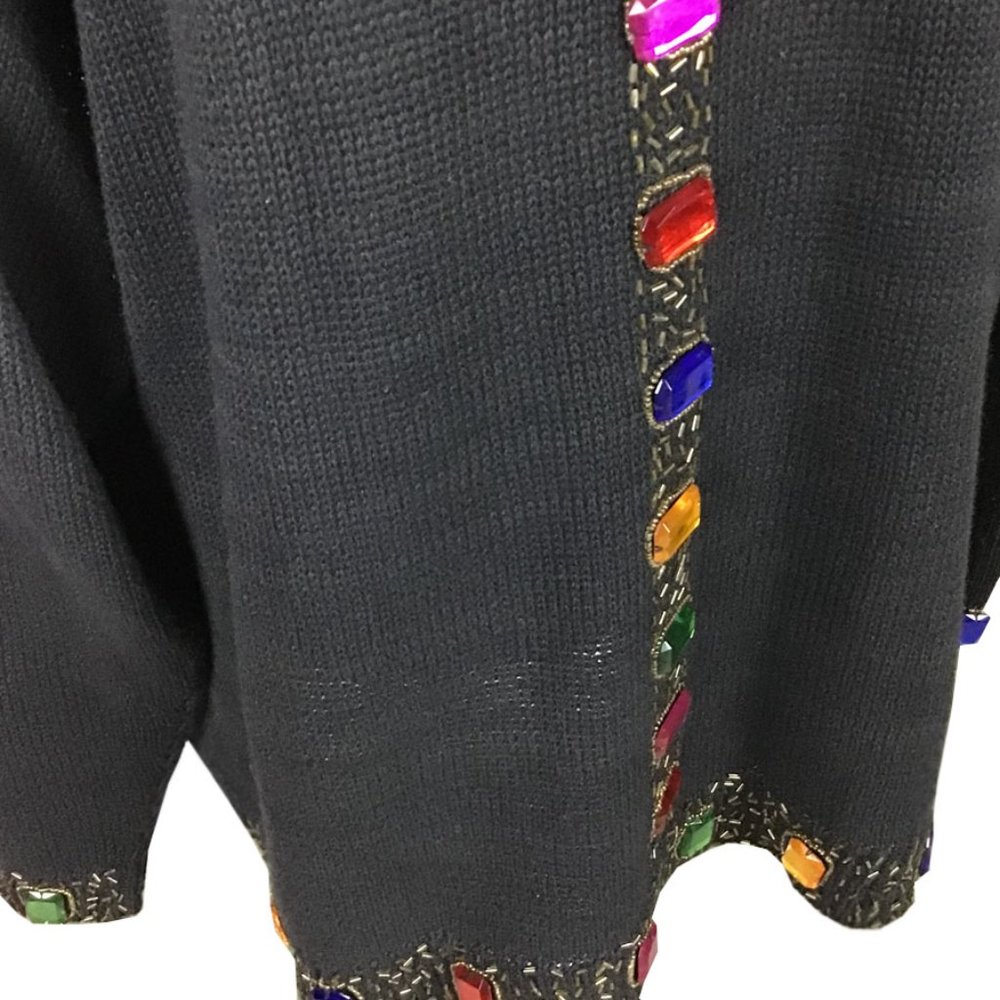 P.A. International Vintage Black Embellished Stones Sweater - Picture 4 of 13